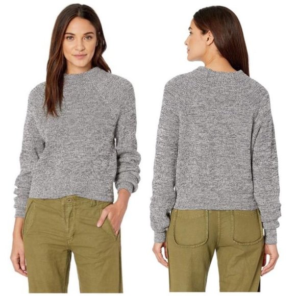 Free People Sweaters - FREE PEOPLE Too Good Mockneck Tweed Gray Sweater - Size M
